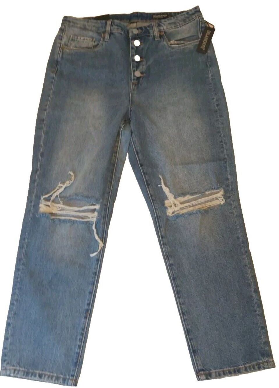 Blank NYC button Fly Distressed Ankle High-Rise Madison Jeans Sz 31 10 Straight